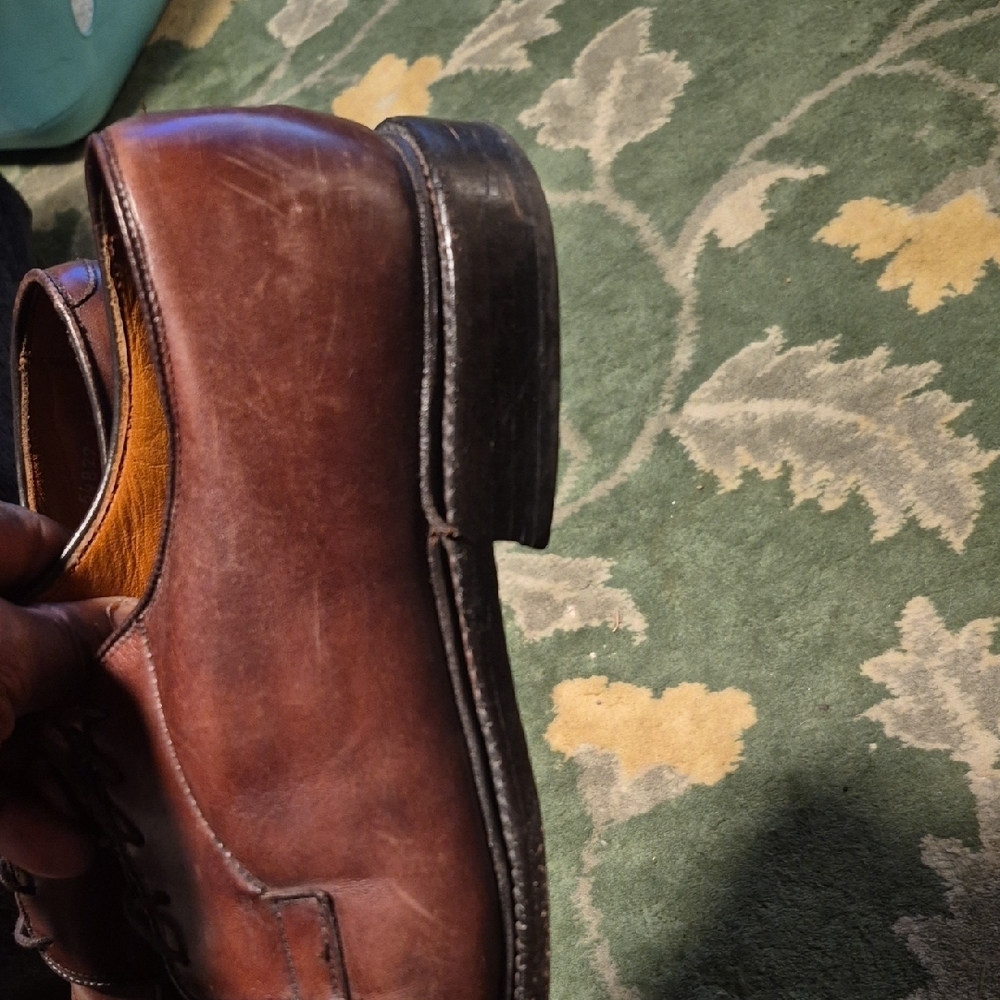 Allen Edmonds Men's Dark Brown Leather Derby Oxfords - Picture 5 of 14